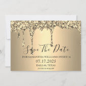 Save The Date Sweet 16 Anniversaire Soirée Gold Parties scintill (Devant)