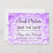 Save The Date Sweet 16 Enregistrer La Date Purple Parties scinti (Devant)
