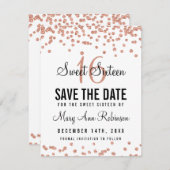Save The Date Sweet 16 Enregistrer La Date Rose Parties scintill (Devant / Derrière)