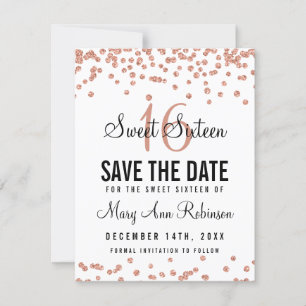 Save The Date Sweet 16 Enregistrer La Date Rose Parties scintill