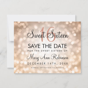 Save The Date Sweet 16 Enregistrer La Date Rose Parties scintill