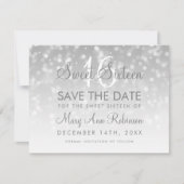 Save The Date Sweet 16 Enregistrer La Date Silver Bokeh Éclairag (Devant)