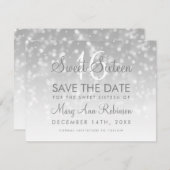 Save The Date Sweet 16 Enregistrer La Date Silver Bokeh Éclairag (Devant / Derrière)