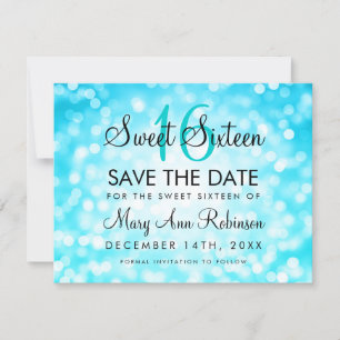 Save The Date Sweet 16 Enregistrer La Date Turquoise Bleu Partie