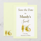Save The Date Sweet 16 Sunflower Anniversaire Enregistrer La Dat (Devant / Derrière)