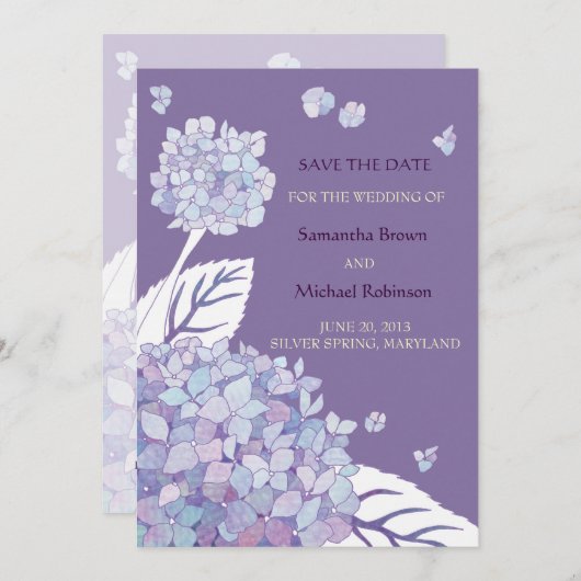 Save The Date Sweet Hydrangeas Mariage Enregistrer la date Invit (Devant / Derrière)
