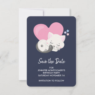 Save The Date Sweet Kitty Chat Dormir avec un grand coeur