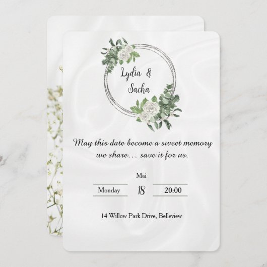 Save the Date – Sweet Memory Invitation Kaart (Voorkant / Achterkant)