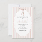 Save The Date Sweet Pinstriped Beige Bow Graduation (Devant)