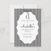 Save The Date Sweet Pinstriped Black Bow Graduation (Devant)