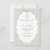 Save The Date Sweet Pinstriped Green Bow Graduation (Devant)