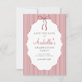Save The Date Sweet Pinstriped Red Bow Graduation (Devant)