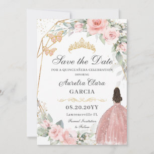 Save The Date Sweet sixteen d'or rose pâle QUINCEAÑERA