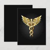 Save The Date Symbole caducee polygonal or (Devant / Derrière)