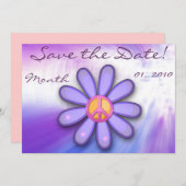 Save The Date Symbole de paix Pretty Pink (Devant / Derrière)