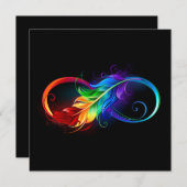 Save The Date Symbole d'infini avec plume arc-en-ciel (Devant / Derrière)