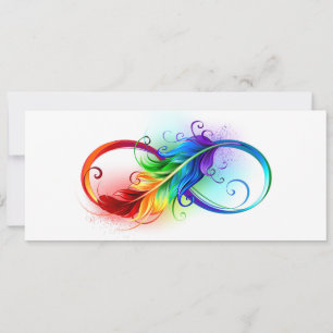 Save The Date Symbole d'infini avec plume arc-en-ciel