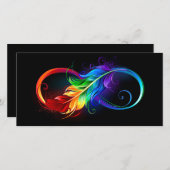 Save The Date Symbole d'infini avec plume arc-en-ciel (Devant / Derrière)