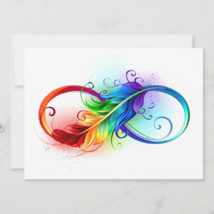 Save The Date Symbole d'infini avec plume arc-en-ciel