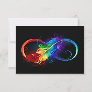 Save The Date Symbole d'infini avec plume arc-en-ciel