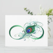 Save The Date Symbole d'infini avec plume de paon (Debout devant)