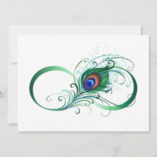 Save The Date Symbole d'infini avec plume de paon (Devant)