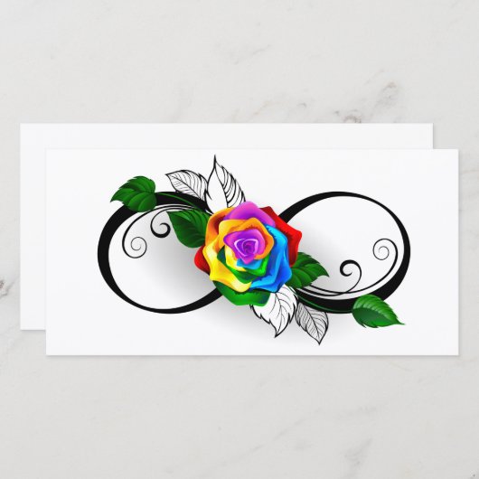 Save The Date Symbole d'infini avec Rose arc-en-ciel (Devant / Derrière)