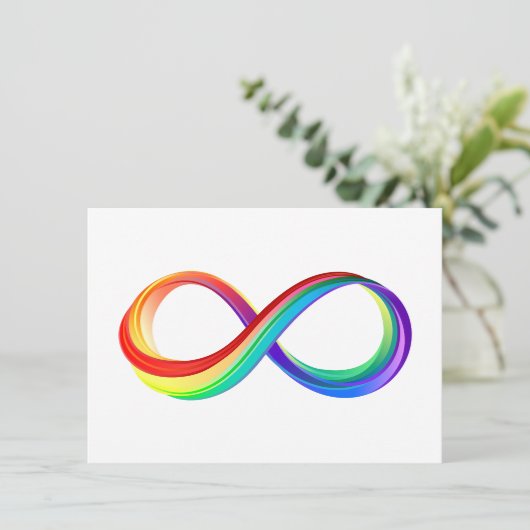 Save The Date Symbole d'infinité arc-en-ciel stratifié (Debout devant)