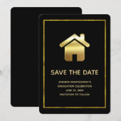 Save The Date Symbole Gold House Immobilier Graduation (Devant / Derrière)