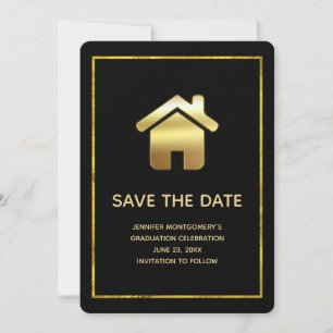 Save The Date Symbole Gold House Immobilier Graduation