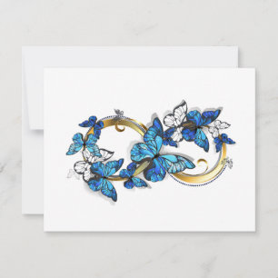 Save The Date Symbole infini de papillons Morpho bleus