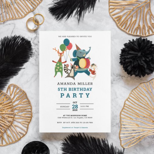 Save The Date Sympa Animal Birthday Party Musique Band Pour Enfa