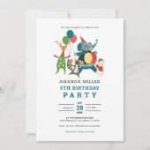 Save The Date Sympa Animal Birthday Party Musique Band Pour Enfa (Devant)