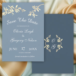 Save The Date Symphonie florale intemporelle en bleu