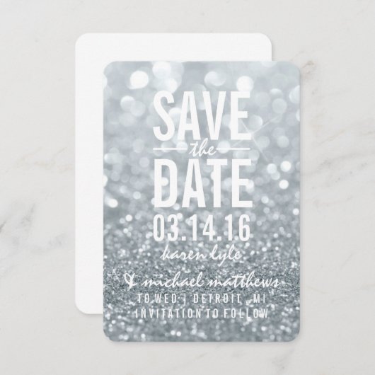 Save the date | Tab Glit Argent (Devant / Derrière)