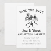 Save The Date Table de dîner buffet dessin à la main mignon doux (Devant / Derrière)