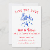 Save The Date Table de dîner buffet dessinée à la main mignonne (Devant)