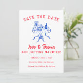 Save The Date Table de dîner buffet dessinée à la main mignonne (Debout devant)