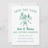 Save The Date Table de dîner buffet dessinée à la main mignonne (Devant)