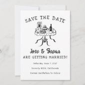 Save The Date Table de dîner buffet dessinée à la main mignonne  (Devant)