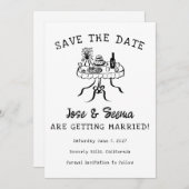 Save The Date Table de dîner buffet dessinée à la main mignonne  (Devant / Derrière)