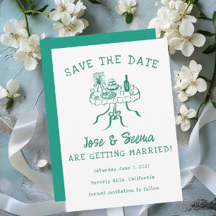 Save The Date Table de dîner buffet dessinée à la main mignonne