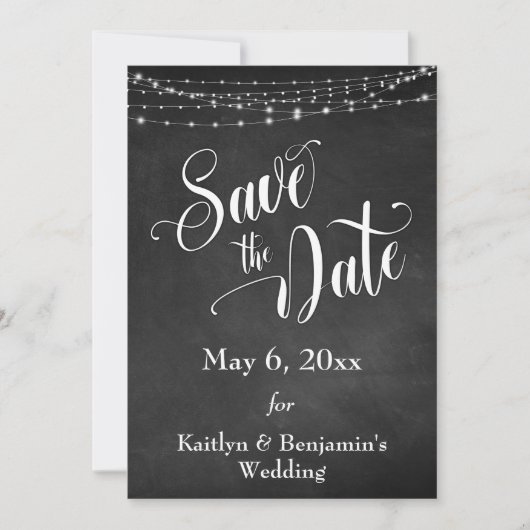 Save The Date Tableau de bord, Lumières blanches et script, Enre (Devant)