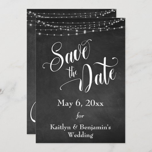 Save The Date Tableau de bord, Lumières blanches et script, Enre (Devant / Derrière)