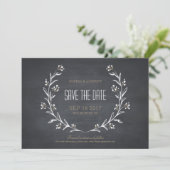 Save The Date Tableau de mariage rustique à la craie florale, ca (Debout devant)