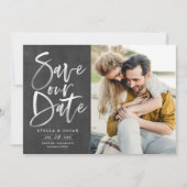 Save The Date Tableau d'école Aquarelle Pinceau Calligraphie Pho (Devant)