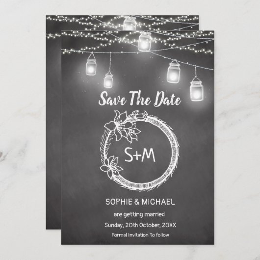 Save The Date Tableau noir blanc Mariage (Devant / Derrière)
