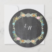 Save The Date Tableau Noir Menthe Rose Aqua Fleurs Guirlande Mar (Dos)