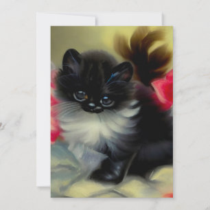 Save The Date Tableau vintage de chaton noir et blanc