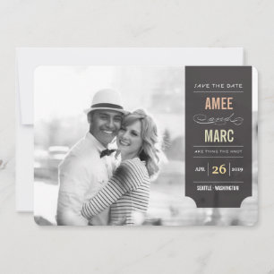 Save The Date Tabulation Noir Moderne Style Chic Photo Enregistr